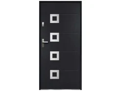 Porta De Entrada Em Aco Envidracado Com Inox A207 X L100 Cm Antracite, Abertura Para A Direita - Tifana