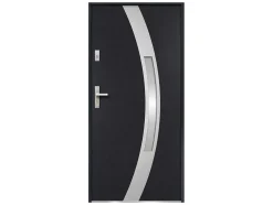 Porta De Entrada Em Aco Envidracado Com Inox De A.207 X L.100 Cm Cor Antracite Com Abertura Para A Direita - Trofa
