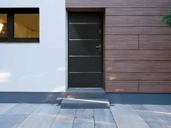 Porta De Entrada Em Aco Macico E Inox De A.207 X L.100 Cm Cor Antracite Com Abertura Para A Esquerda - Naxara