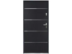 Porta De Entrada Em Aco Macico E Inox De A.207 X L.100 Cm Cor Antracite Com Abertura Para A Esquerda - Naxara