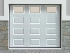 Porta De Garagem Seccionada Com Padrao Quadriculado Branco Com Janelas Motor Somfy - Caopas