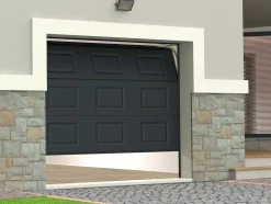 Porta De Garagem Seccionada Com Padrao Quadriculado Antracite Com Motor Somfy - Caopas