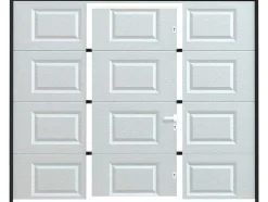 Porta De Garagem Seccionada Com Motor Somfy Com Padrao Quadriculado E Porta Central Branco - Caopas
