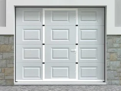 Porta De Garagem Seccionada Com Motor Somfy Com Padrao Quadriculado E Porta Central Branco - Caopas