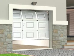 Porta De Garagem Seccionada Com Padrao Quadriculado E Porta Central Branco Motorizado - Caopas