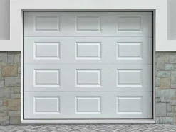 Porta De Garagem Seccionada Com Padrao Quadriculado Branco Motorizado - Caopas