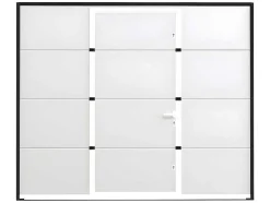 Porta De Garagem Seccionada Efeito Liso Com Porta Central Branco Motorizado - Lavega