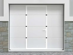 Porta De Garagem Seccionada Efeito Liso Com Porta Central Branco Motorizado - Lavega