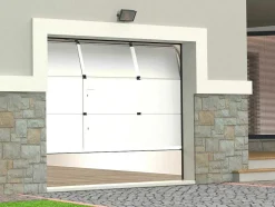 Porta De Garagem Seccionada Efeito Liso Com Porta Central Branco Motorizado - Lavega