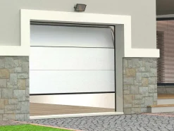 Porta De Garagem Seccionada Efeito Madeira Branca Motorizada - Prieta