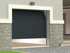 Porta De Garagem Seccionada Efeito Madeira Antracite Motorizada - Prieta