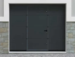 Porta De Garagem Seccionada Efeito Liso Com Porta Central Antracite Com Motor Somfy - Lavega