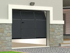 Porta De Garagem Seccionada Efeito Liso Com Porta Central Antracite Com Motor Somfy - Lavega