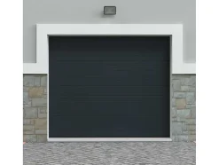 Porta De Garagem Seccionada Efeito Ranhurado Antracite Com Motor Somfy - Noria