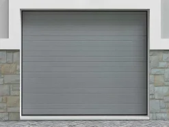 Porta De Garagem Seccionada Efeito Ranhurado Cinza Com Motor Somfy - Noria