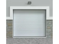 Porta De Garagem Seccionada Efeito Ranhurado Branco Com Motor Somfy - Noria