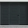 Porta De Garagem Seccionada Motorizada Com Padrao Quadriculado E Porta Central Antracite - Caopas