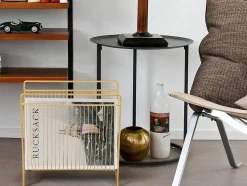 Porta-Revistas Filiforme C.36 X L.23 X A.33 Cm, Metal Dourado - Poliara