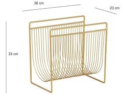Porta-Revistas Filiforme C.36 X L.23 X A.33 Cm, Metal Dourado - Poliara
