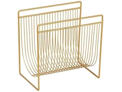 Porta-Revistas Filiforme C.36 X L.23 X A.33 Cm, Metal Dourado - Poliara