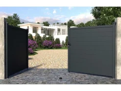 Portão De Batente Antracite Em Aluminio De C350 X A173 Cm - Nazario