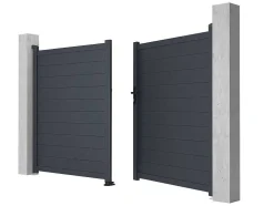 Portão De Batente Antracite Em Aluminio De C305 X A181 Cm - Nazario