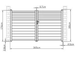 Portão De Batente Em Aluminio Estilo Persiana De C305 X A181 Cm Cor Antracite - Viazo