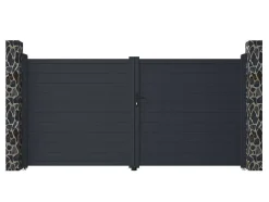 Portão De Batente Motorizado Em Aluminio Antracite De C355 X A181 Cm - Nazario