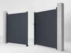 Portão De Batente Motorizado Em Aluminio Antracite De C355 X A181 Cm - Nazario