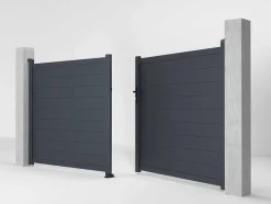 Portão De Batente Motorizado Em Aluminio Antracite De C355 X A166 Cm - Nazario