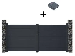 Portão De Batente Motorizado Em Aluminio Antracite De C355 X A166 Cm - Nazario