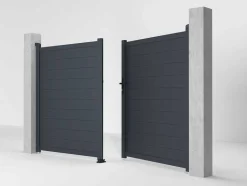 Portão De Batente Motorizado Em Aluminio Antracite De C306 X A181 Cm - Nazario