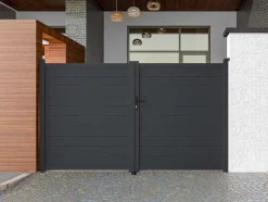 Portão De Batente Motorizado Em Aluminio Antracite De C306 X A181 Cm - Nazario