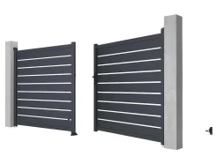 Portão De Batente Perfurado Antracite Em Aluminio De C392 X A176 Cm - Primo