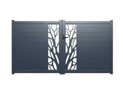 Portão De Batente Semiperfurado Com Motivos De L350 X A179 Cm Cor Antracite Em Kit - Labrit Ii