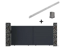 Portão De Correr Motorizado Em Aluminio Antracite De C392 X A173 Cm - Nazario