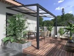 Pérgola De Encostar A Parede Com Teto De Correr 12 M Antracite - Izeda