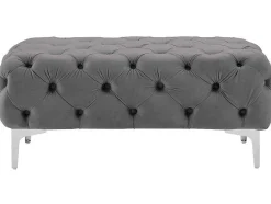 Pufe Chesterfield Em Veludo Antracite - Edwina
