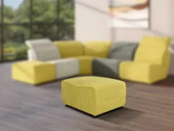 Pufe Para Sofá Modular Em Tecido Amarelo - Symposion