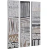 Quadro Triptico Pintado A Mão Com Moldura Em Madeira De L. 75 X A. 100 Cm Multicolor - Ludza