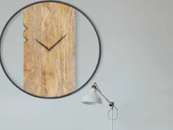 Relógio De Parede Bimaterial D61 Cm Madeira E Metal Natural Claro E Preto - Galou