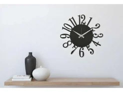 Relógio Numbers 4, Preto, Prata, 50X1,5X50 Cm, Epikasa