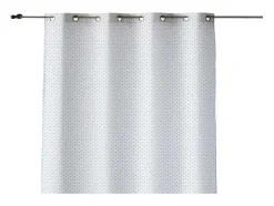 Rideau 100% Coton 1 Piece Blanc A Pois Gris 140X260