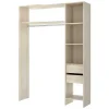 Roupeiro Aberto De Canto Extensivel De C164/214 Cm Cor Carvalho E Cinza - Gontran