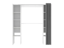 Roupeiro Aberto Extensivel Com Cortina Disponivel Em Branco E Cinza - C110 / 180Cm - Dorian