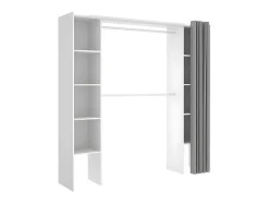 Roupeiro Aberto Extensivel Com Cortina Disponivel Em Branco E Cinza - C110 / 180Cm - Dorian