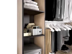 Roupeiro Aberto Extensivel Com Cortina Disponivel Em Carvalho E Antracite - C110 / 180Cm - Dorian