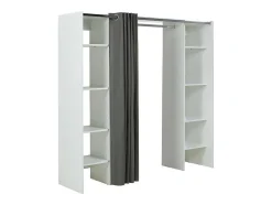 Roupeiro Aberto Extensivel Emeric - Comp.112/185 Cm - Branco E Antracite