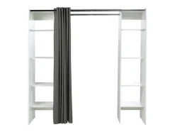 Roupeiro Aberto Extensivel Emeric - Comp.112/185 Cm - Branco E Antracite