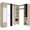 Roupeiro De Canto Com Cortina E 1 Porta, Com Espelho, C231 Cm, Cor Natural E Antracite - Bertrand